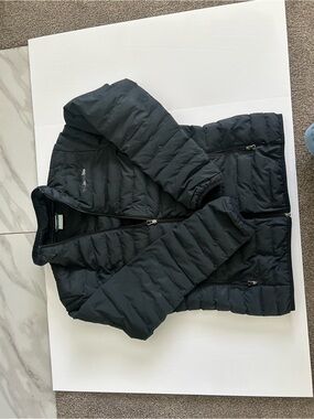 Columbia Black Puffer Jacket with Blue Trim
